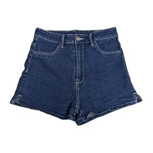 H&M Shorts Women 4 High Waist Denim Zip Dark Wash Blue EUR 36  US 4